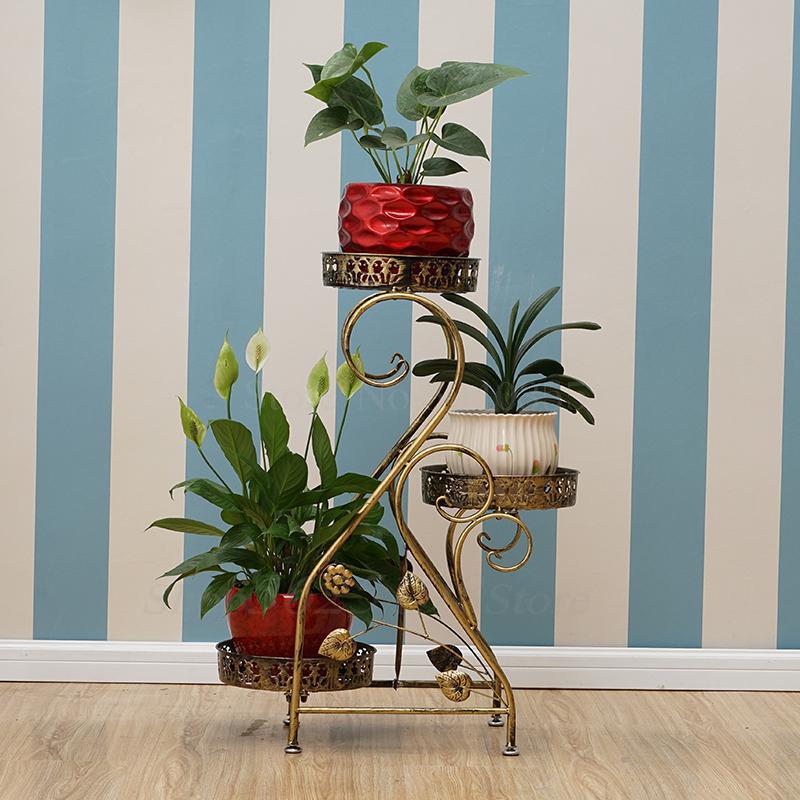 Iron flower stand rack multi-layer indoor balcony floor flower pot rack multi-function green rose hanging orchid shelf living: VIP 3