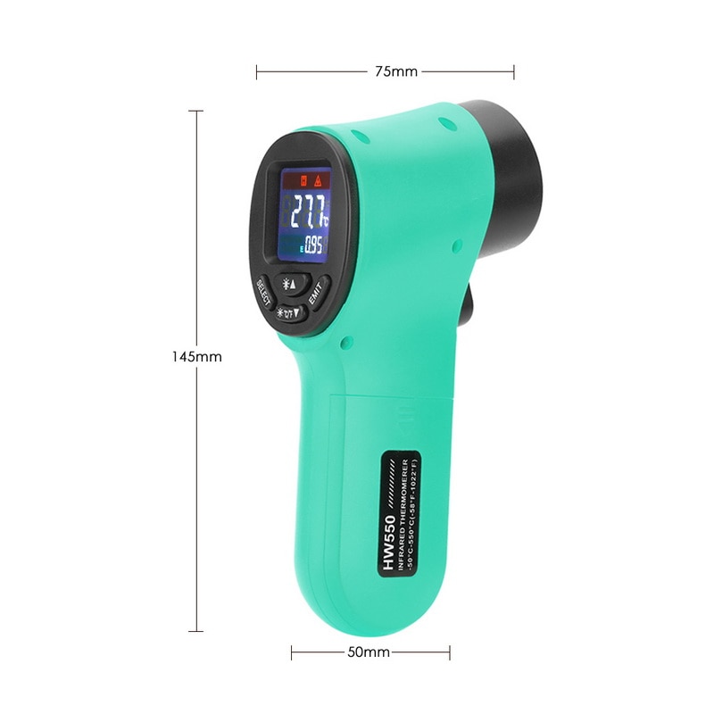 Hw550 håndholdt infrarødt termometer berøringsfri temperatur -  -50 ~ 550 ° c lcd køkken digital termometer sensor