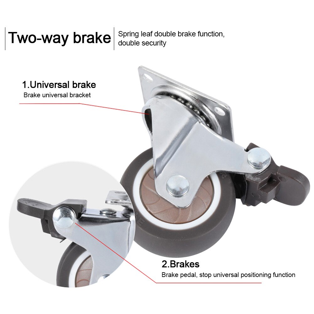 Non-Slip Furniture Office Roller Chair Rubber Brake Mute Castor Wheel Table Replacement Swivel Universal Heavy Duty