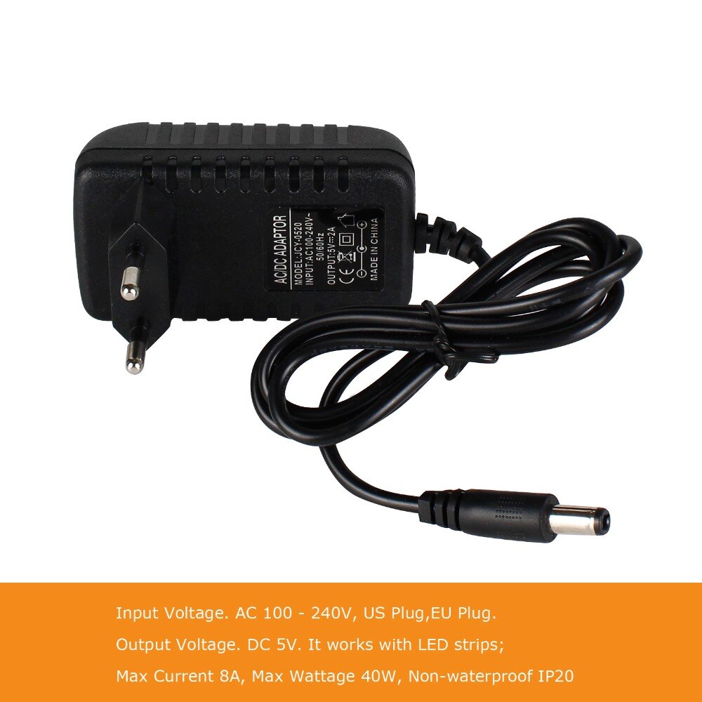 5V 1A 2A 3A 5A 6A 8A 10A Power Supply for LED Strip EU/US Adapter for AC110-220V to DC 5V Options Transformer