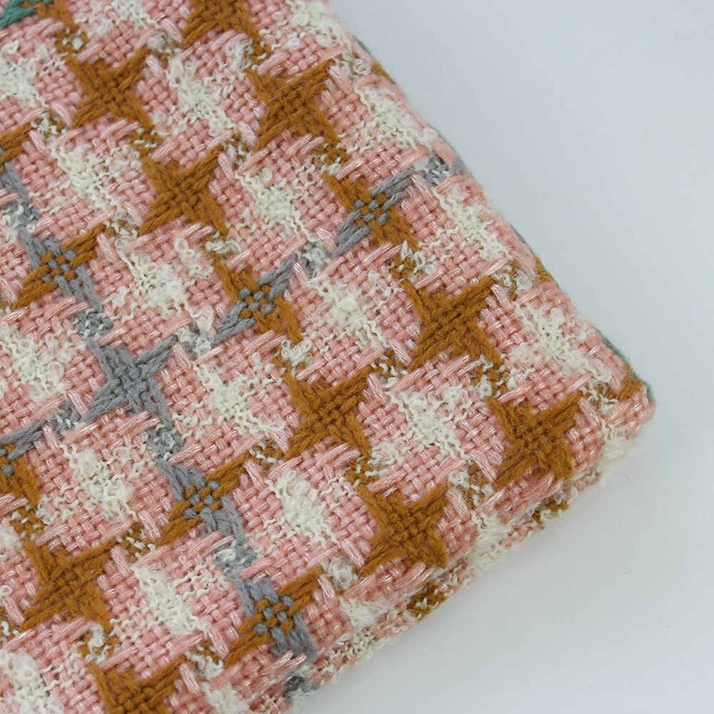 Rainbow Winter Plaid Scarf Women Thick Warm Shawls Wraps Lady Scarves Tassels Pashmina Blanket Houndstooth Foulard Red: Pink