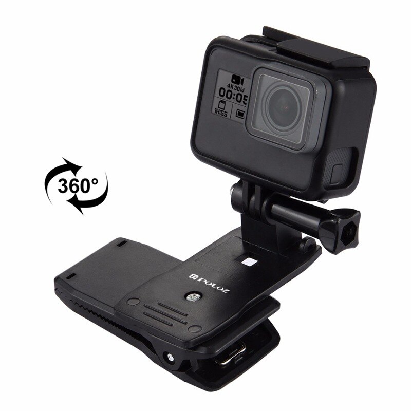 PULUZ para Go Pro accesorios 360 grados mochila de liberación rápida sombrero Clip abrazadera rápida para GoPro HERO5 HERO4 sesión HERO 5 4