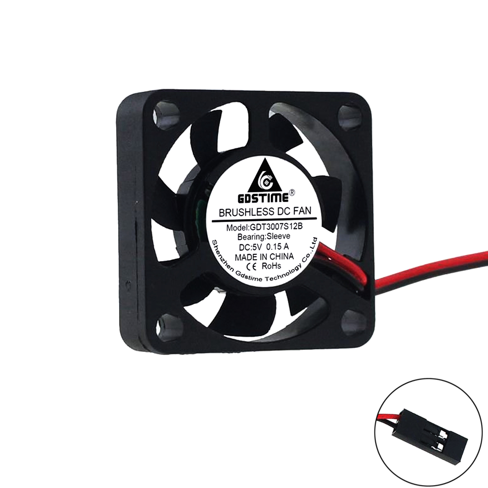 3007 Borstelloze Fan Dc 5V 12V 3Cm 30Mm 30X30X7mm Kleine Voeding Koeling 3D Printer Mini koellichaam Laptop: 5V   Dupont2.54