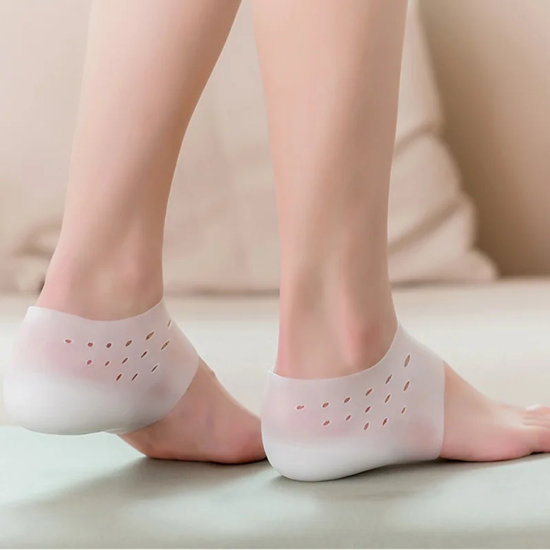 Unsichtbare Höer ErhöHenne Silikon Socken Gel Ferse Pads Orthopädische Bogen Unterstützung Ferse Kissen Einlegesohlen Fuß Massage Pad unisex: Schwarz