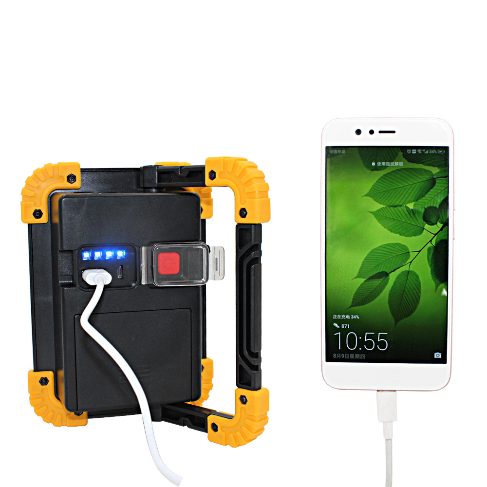 Lanterna led cob recarregável, lanterna de trabalho de acampamento 18650 w holofote grande de alto brilho, lâmpada de luz externa usb