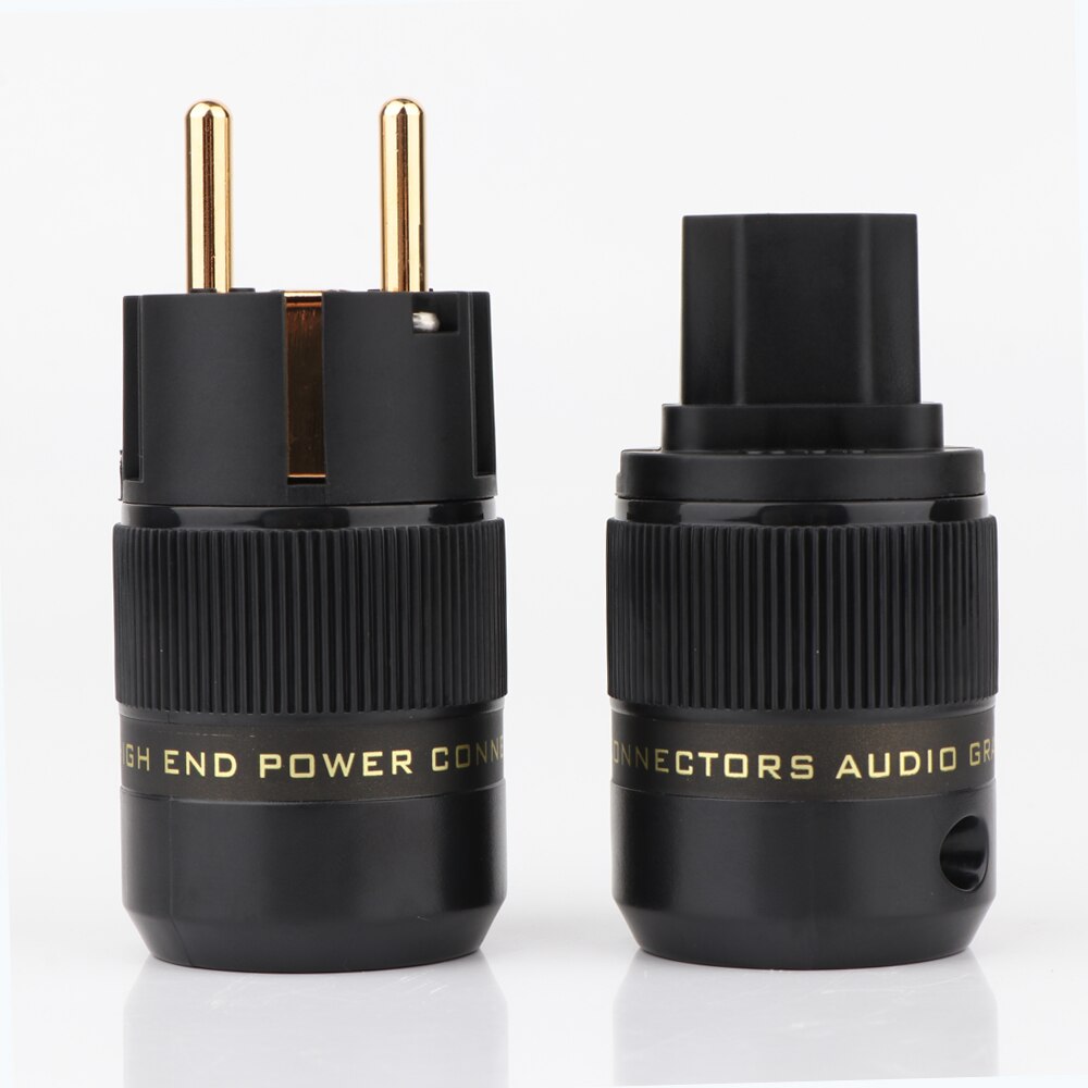 Schuko Power Plug EU Plug Hifi European plug Male Female Power Plug 24K Gold plated Rhodium silver Plated HIFI diy: B-24K Gold Plated