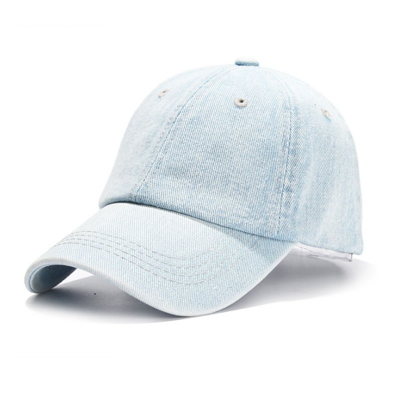 Unisex Denim Baseball Cap Blank Washed Jean Hat Casquette Adjustable Snapback Hats Caps For Men And Women Sun Caps: light blue