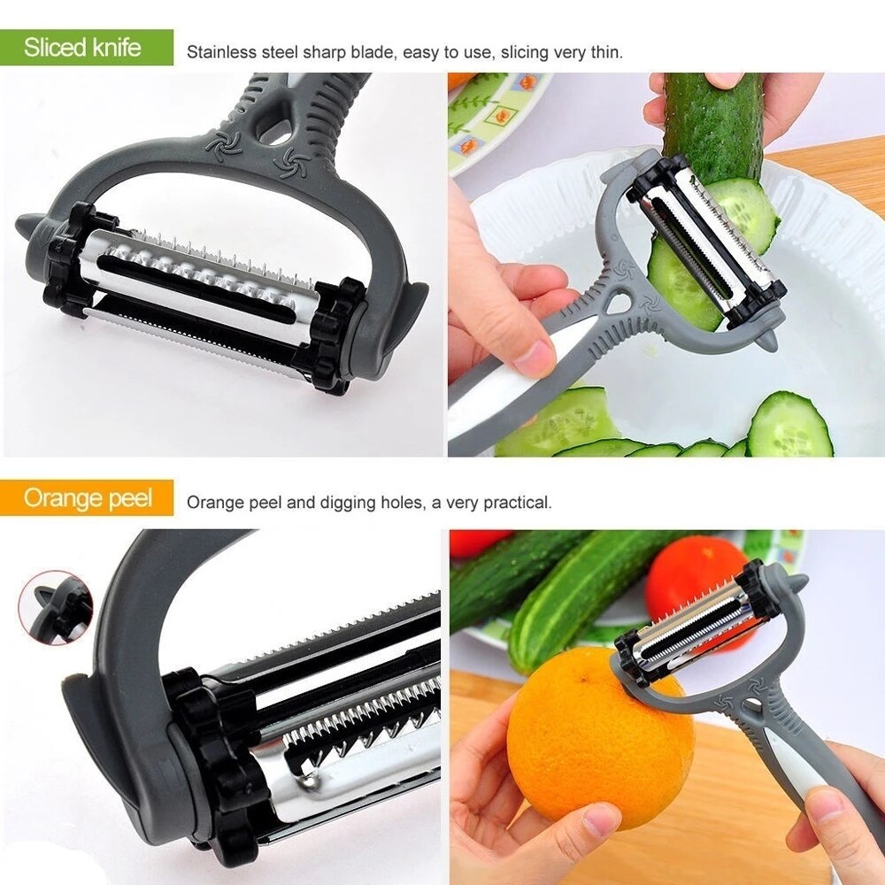 Multifunction 360° Rotary Kitchen Tool Vegetable Fruit Potato Carrot Peeler Grater Cutter Slicer Melon Gadget for Orange