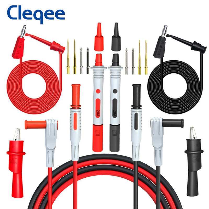 Cleqee-Kit de conductores para hacer pruebas, juego de conector banana de 4mm para probar enganches de cables, multímetro reemplazable, sonda de prueba, pieza de contacto, 18 piezas, P1308B