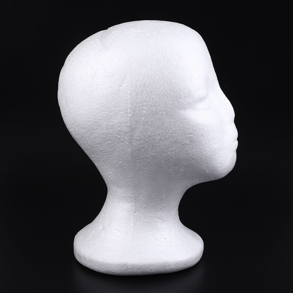 Kvindelig styrofoam skum mannequin dukke hoved model hår hat paryk briller display