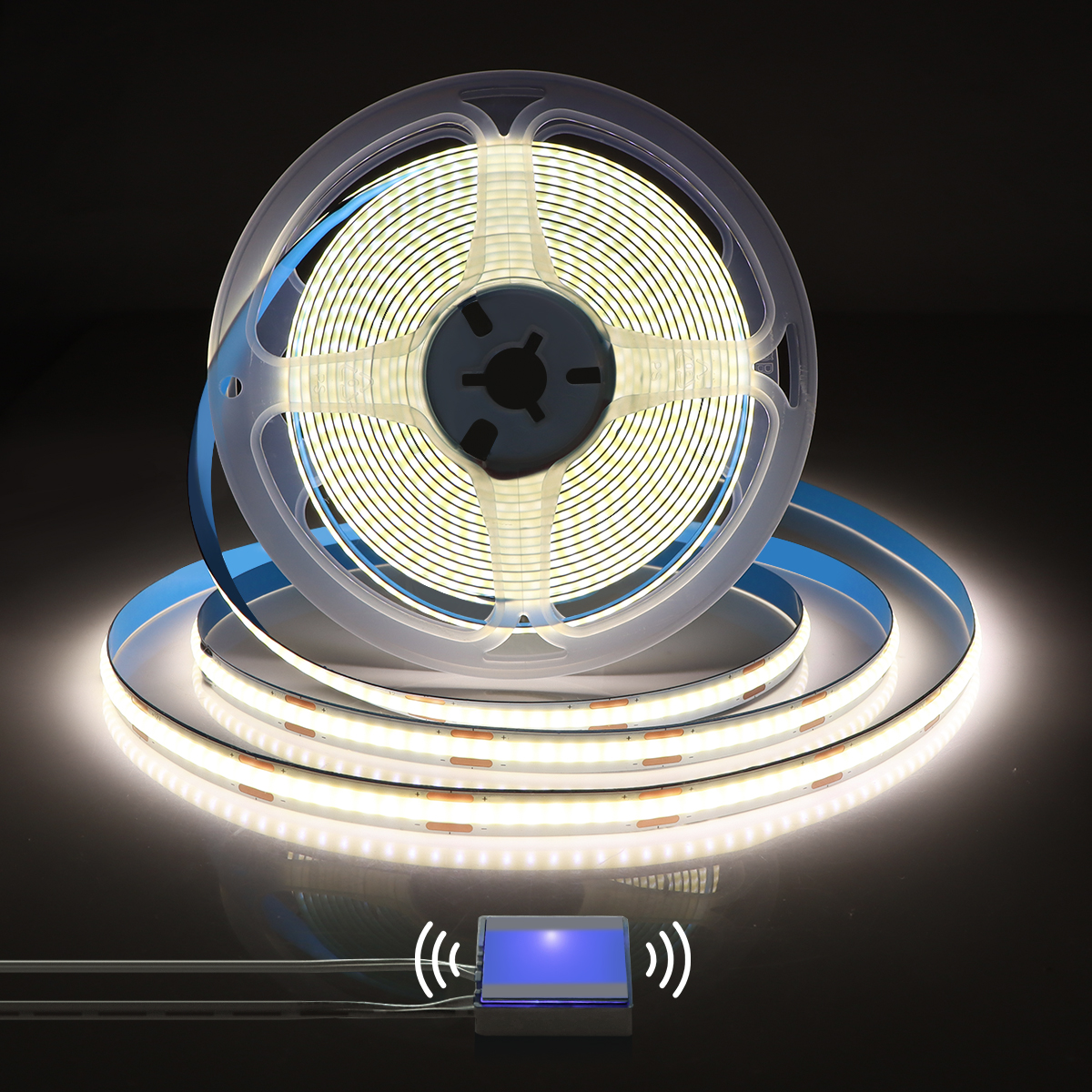Espejo de maquillaje para baño, lente de cristal, tira de luz LED COB de 5V, alimentado por USB, interruptor regulable con Sensor táctil de tocador de pared Penetrable: Luz natural / 68 cm