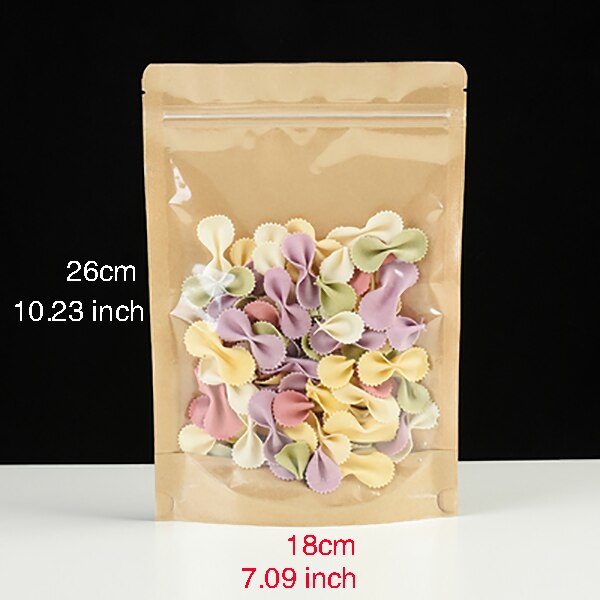 Kraft Paper Bag Translucent Self-supporting Self-sealing Bags Sugar Coffee Beans Nuts Tea Snacks Food Sealed Packaging: 100 pieces / 18x26x4cm