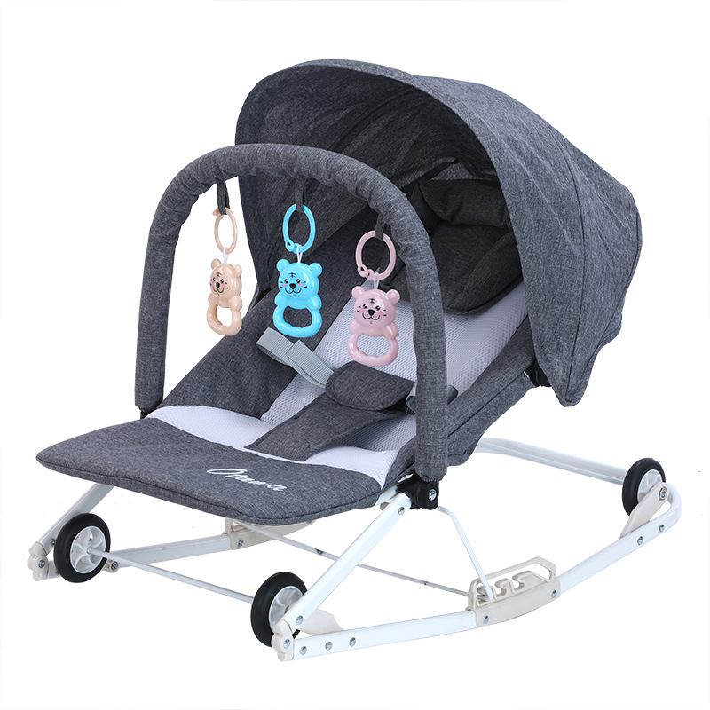 Lazychild Baby Schommelstoel Baby Comfort Fauteuil Shaker Slapen Kinderen Wieg Bed Schommelstoel Met Wielen: gray