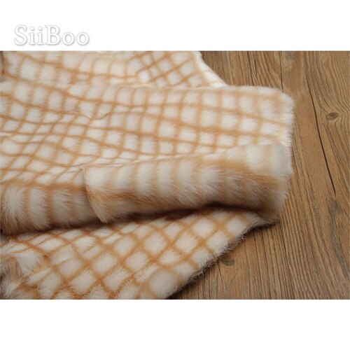 super tykt rutete 2cm lange hauger faux kanin pels stoff til vinterfrakk fourrure pelliccia piel sintética  sp6040: Gul