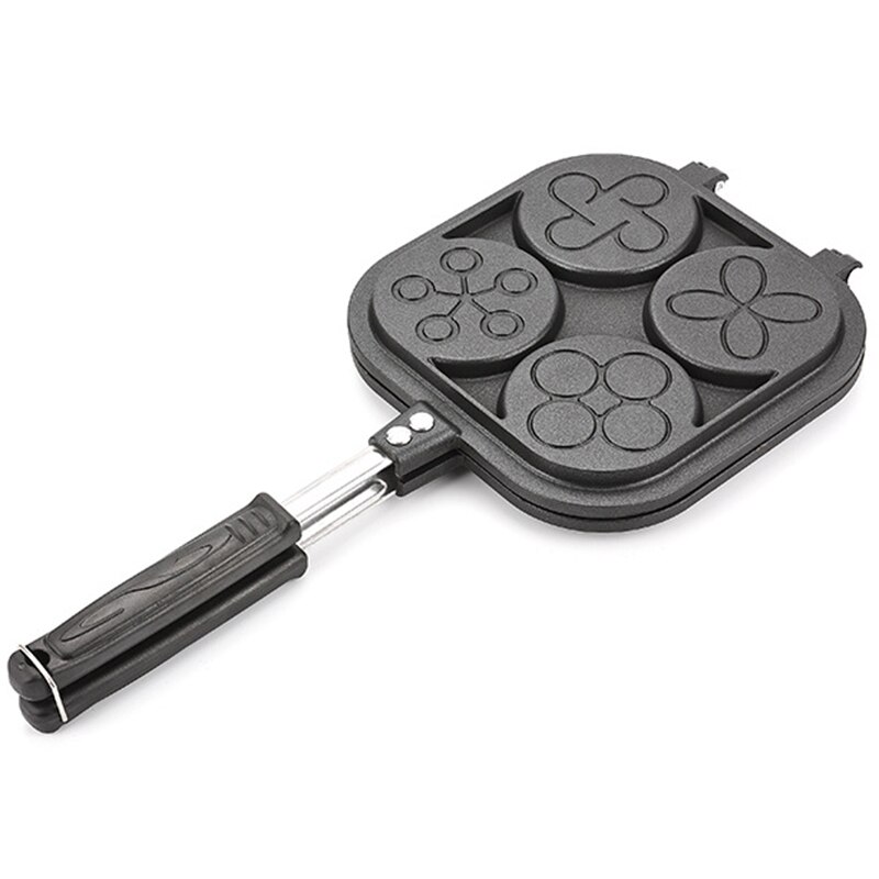 Four-Hole Waffle-Maker Pan Non-Stick Muffin Cake Lattice Barbecue Steak Breakfast Pot Dish Kitchen Baking Waffle Mold: Default Title
