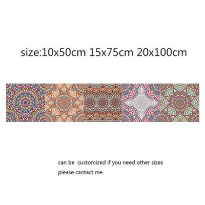 Retro mandala stil fliser klistermærker talje linje wallstickers køkken badeværelse toilet kant vandtætte selvklæbende decals: 1 / 15 x 75cm