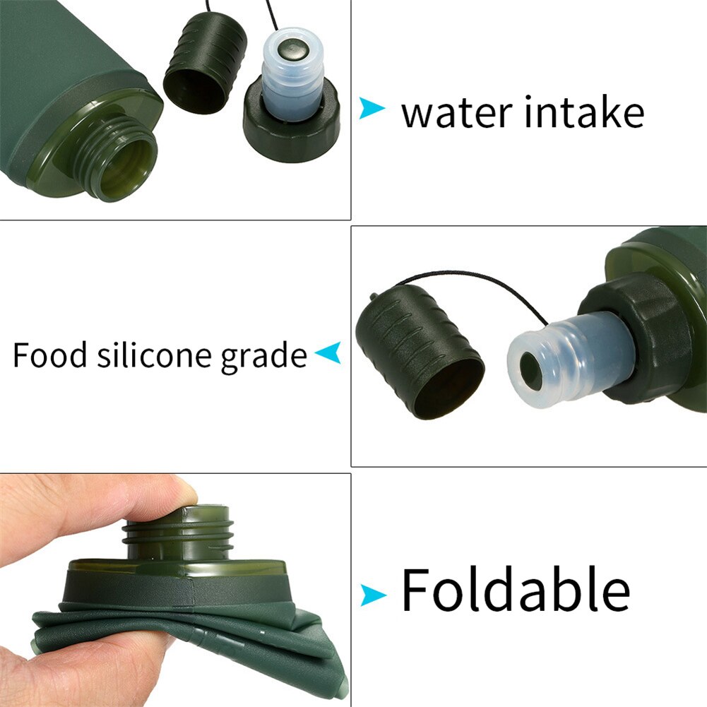 Borraccia portatile da 500ml in silicone per sport tutto'aria aperta borraccia pieghevole borraccia pieghevole per corsa campeggio escursionismo bicicletta fitness