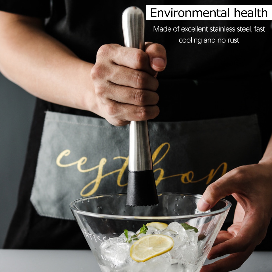 Martillo de hielo triturado de acero inoxidable, herramientas de coctel, mezclador de bebidas Mojito