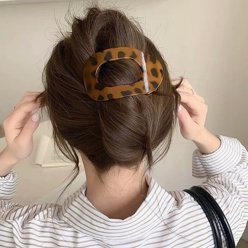 Nueva pinza para el pelo de cuchara acrílica coreana, soporte para cola de caballo de leopardo para mujer, horquillas, Clip superior, accesorios para el cabello para chicas a la , horquilla