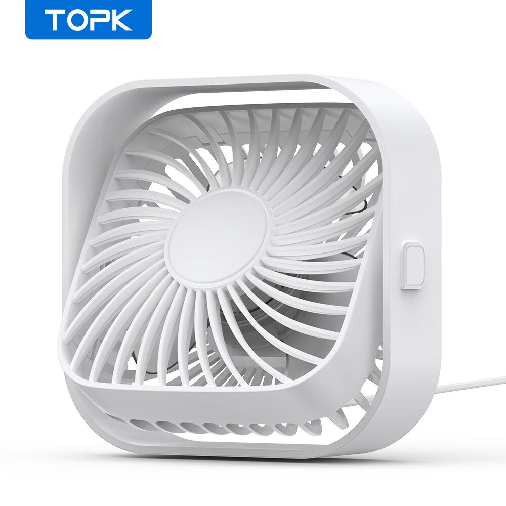 TOPK-miniventilador portátil USB, ventilador de mesa eléctrico Personal de escritorio, ventiladores de pie para habitación, viento de 3 velocidades, giratorio de 360 ° para acampar: Borgoña