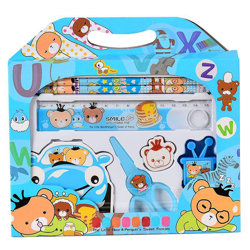 1 Sets Children 's Stationery Set of Pupils School Supplies Festival for Children 7pcs Installed