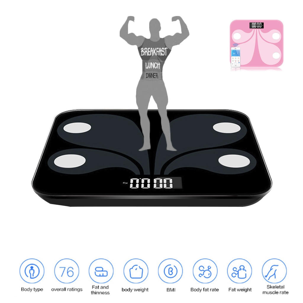 Bluetooth Body Fat Scale Smart Digital Bathroom Weight Scale with Smartphone App Wireless BMI Scale