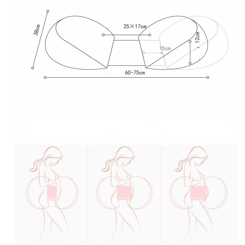 Almohada de maternidad de fibra de bambú para mujer embarazada, soporte para la cintura, almohada de algodón elástico para dormir de lado, cojín para el embarazo