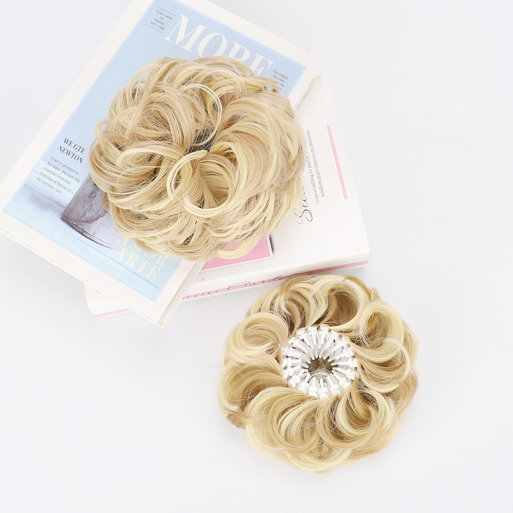 Nueva pieza de pelo de moño desordenado, moño esponjoso sintético en forma de Nido de Pájaro, extensiones de moño de pelo rizado ondulado retráctil para mujeres y niñas