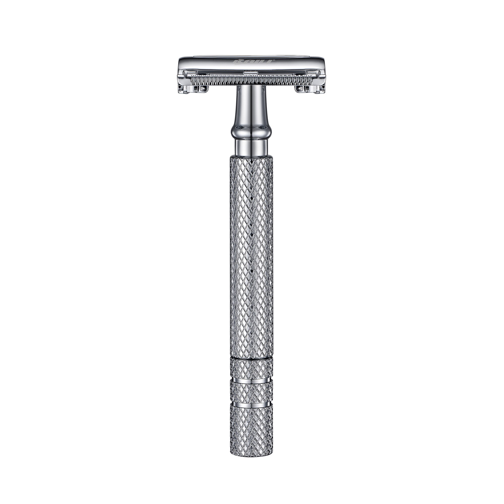 BAILI Butterfly TTO Long Handle Double Edge Safety Razor Wet Shaving for Men Women with 10 Platinum Blades Silver Black: Silver