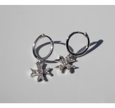 925 Orecchino D'argento di Modo di Zircon Croce Geometria Breve Orecchino di Goccia dell'orecchio osso Fibbia Selvaggio Tendenza Della Ragazza del Ragazzo Orecchio Argento jewe: 1 paio argento 8.5mm