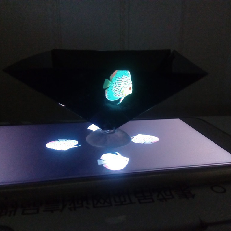 Mini 3d holograma pirâmide exibição projetor suporte de vídeo universal para iphone huawei samsung