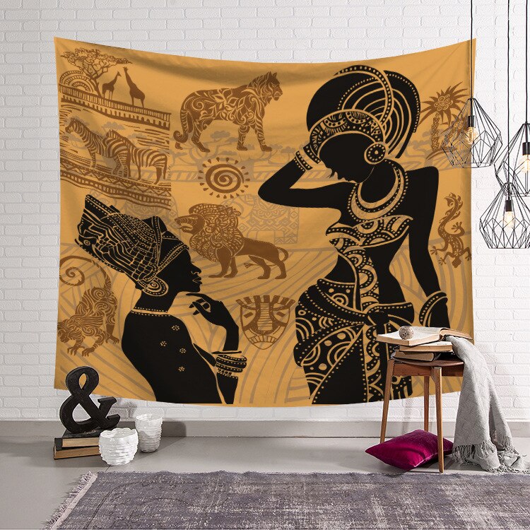 African woman hanging cloth Home decoration tapestry Living room wall hanging Bedroom bedside decoration background cloth95*73cm: 788