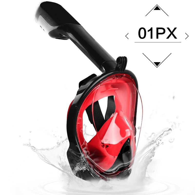 2020Diving mask full face Double tube Snorkeling mask dry skin dive Kids & Adult Underwater swimming scuba Anti-fog Snorkel Mask: 01PX03
