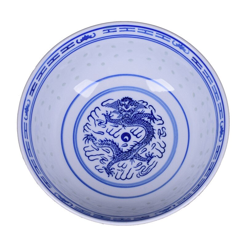 Chinesische Drachen Feine Porzellan Blau und Weiß Reis Muster Schalen Getreide Schalen Reis Schalen Jingdezhen China Suppe Schüssel Obstschale: 8 inch