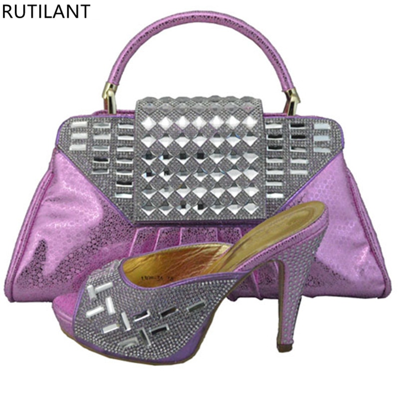 Schoenen En Bijpassende Tassen Italiaanse Schoenen Met Bijpassende Tassen Voor Vrouwen Afrikaanse Bruiloft Schoenen En Tas Set