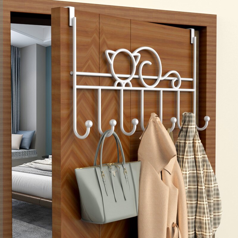 7-Hook over door hanger Iron Art Bag Clothes Key Scarf Hanging Holder Bathroom Kitchen Home Back Door organizer