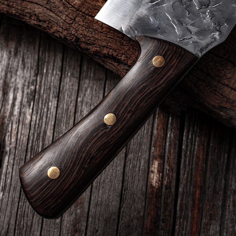 Manual forging chopper Longquan dual purpose traditional Chinese chopper old kitchen knife household meat chef slicing knife