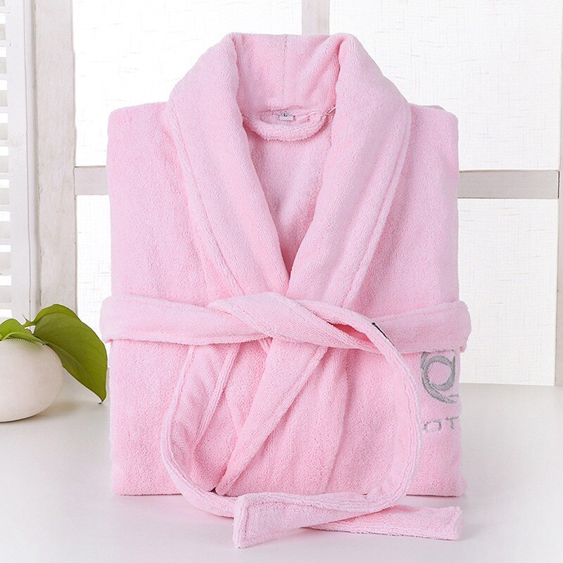 Heren Badjas Katoen Lange Warme Badjas Dikke Zachte Winter Badjas Heren Kamerjas Kimono Gewaden Mannelijke Bruidsmeisje Badjassen: Pink / M(155-165CM)