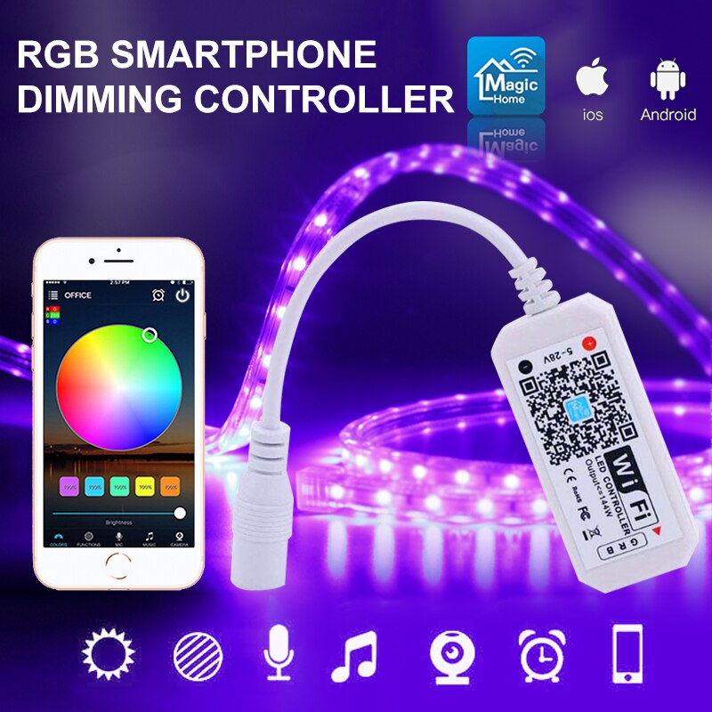 1PC Smart WiFi Controller LED Strip RGB Color Changing Music &Voice Command Control