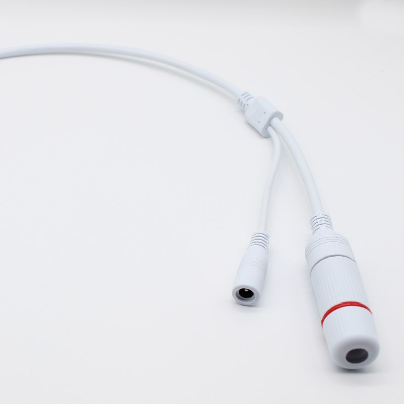 weatherpoof CCTV IP network Camera PCB Module video power end cable RJ45 female &amp; DC male connectors with Terminals: white