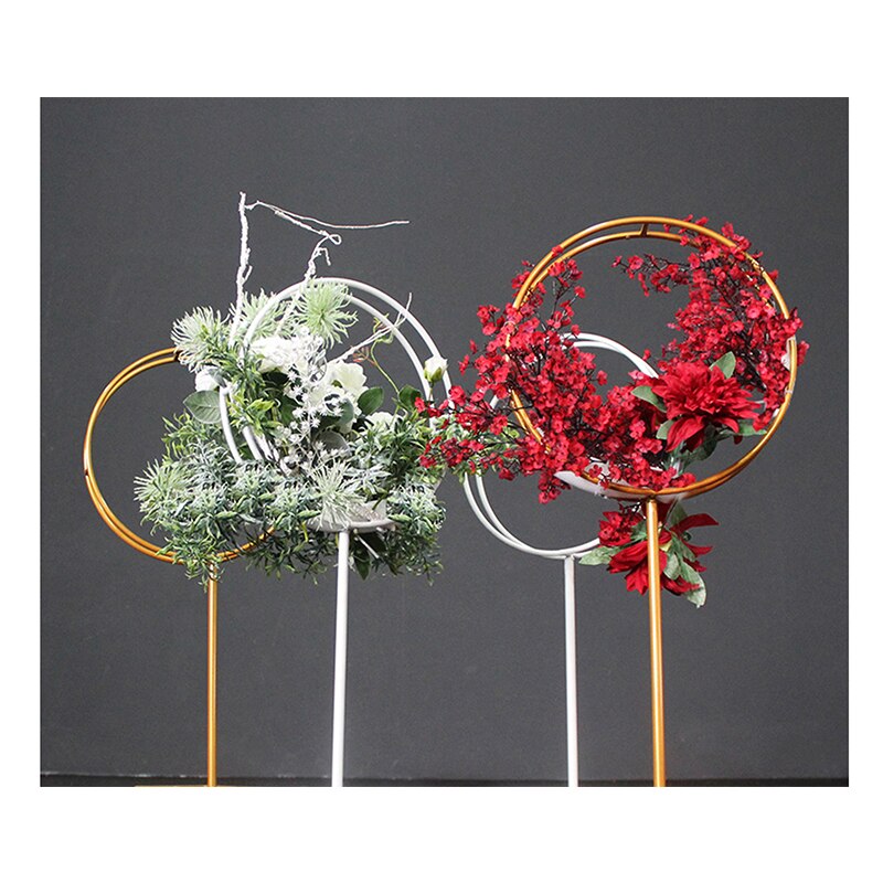 Bryllupsfest bord centerpieces baggrund kunstige dekorative blomster jernring stativ blomsterarrangement dekoration rekvisitter