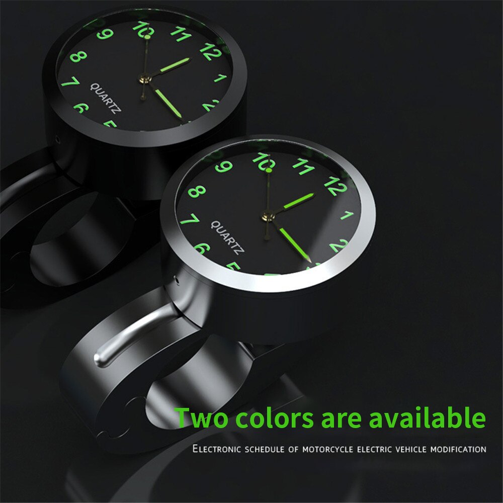 Motorcycle Handlebar Clock Aluminum Luminous Clock Waterproof Shockproof Durable Buckle Watch Mount Quartz Watch Universal