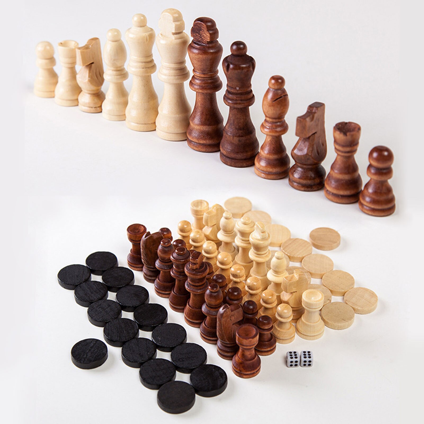 Large Hand Crafted Chess Set Portable Wooden Folding Chess Board Game Toy Family Travel Game