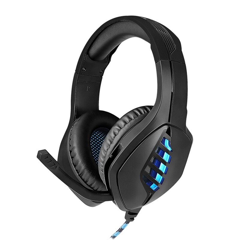 Wired Gaming Headset Headphones Desktop Computer Gaming Heavy Bass Luminous Headset: blue