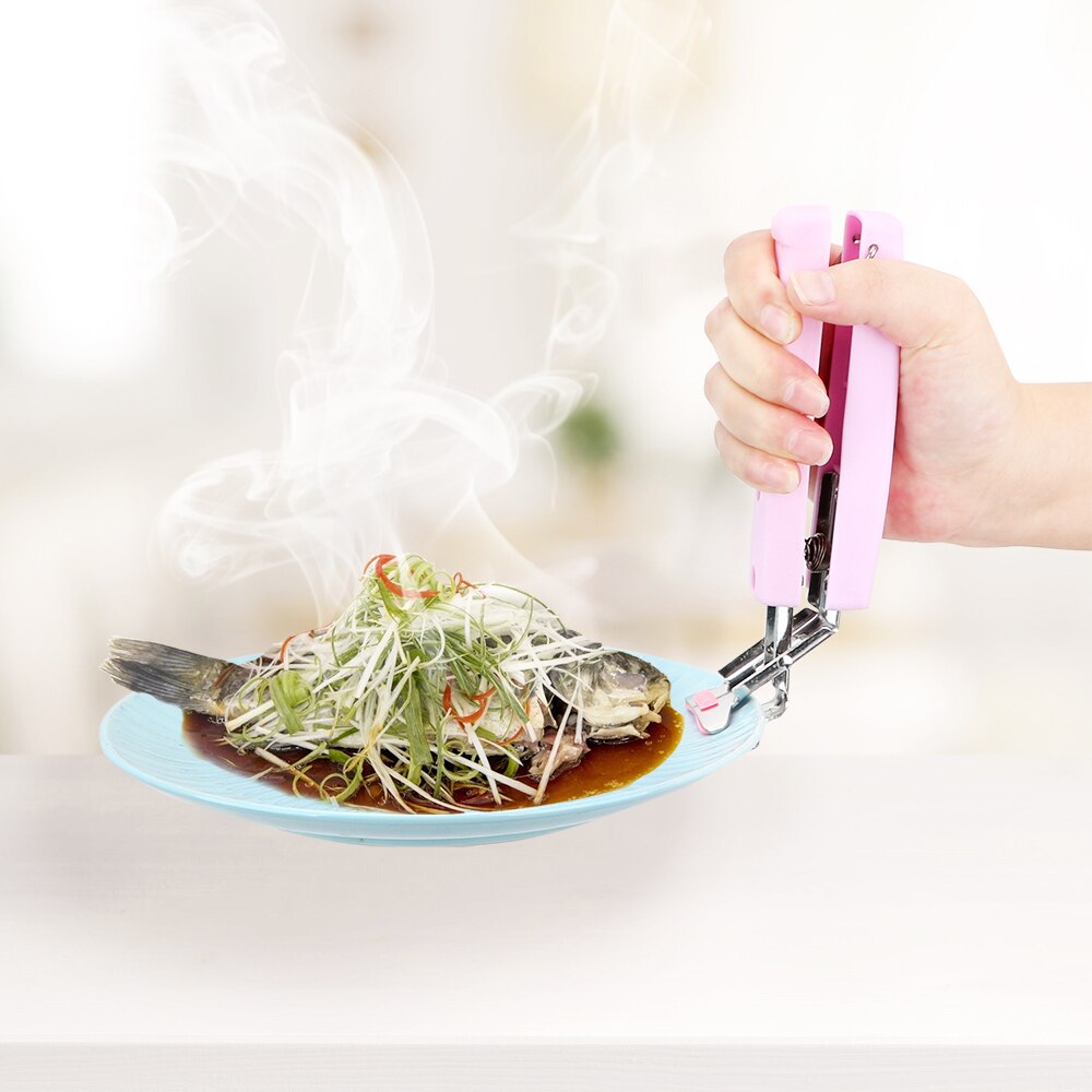 Silicone Handle Pot Pan Gripper Clip Dish Plate Bowl Clip Kitchen Tools Dish Clamp Bowl Holder Retriever Tongs Gadgets