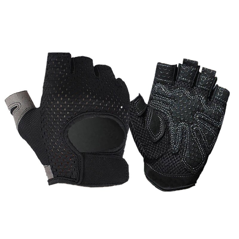 Fitness Gloves Men Women Half Finger Breathable Dumbbell Training Horizontal Bar Gym Palm Protection Enhance Grip: black 1 / M