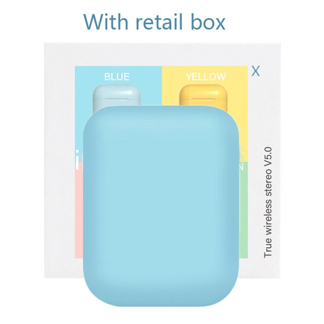 Original i12 TWS Bluetooth 5.0 Sport Earphone touch pop-up window HD Mic for iPhone Xiaomi Huawei Samsung Phone pk i9s i11 Tws: blue retail box