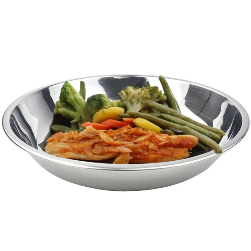 Multipurpose Soup Dish Stainless Steel Round Flat Plate Delicate Cake Metal Deep Plate Delicate Vegetables Fruit Dish Metal Plat