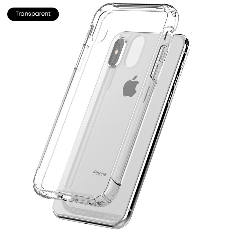 De lujo a prueba de golpes a prueba de silicona transparente funda para iPhone x XR XS 11 pro Max Coque iPhone 8 7 6S 6 Plus cubierta de protección: For iPhone XS MAX / FS Transparent