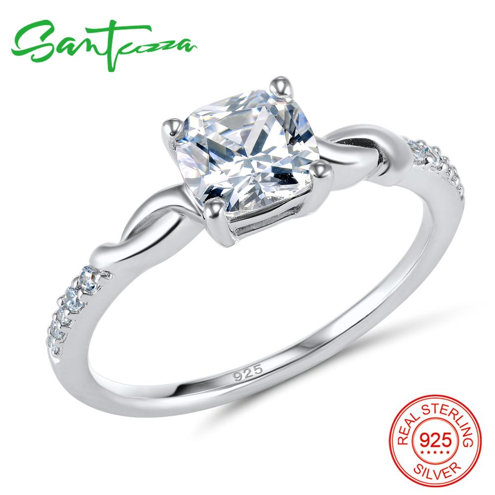 Santuzza Anelli D'argento per le Donne di Fidanzamento Anello di Cerimonia Nuziale Pietre DELLA CZ Anello fascia di Cerimonia Nuziale Puro 925 sterlina d'argento Gioelleria Raffinata E Alla Moda
